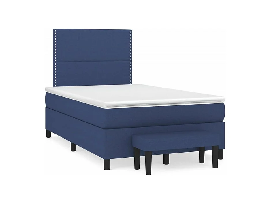 Sommier à lattes de lit avec matelas Bleu 120x200 Tissu