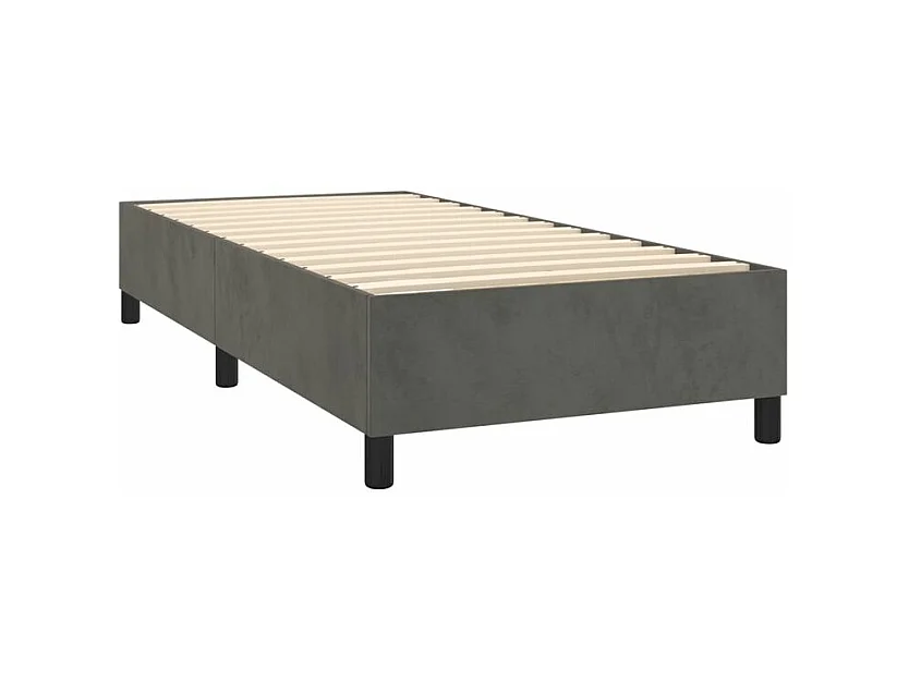 Sommier à lattes de lit matelas LED Gris foncé 90x200 Velours