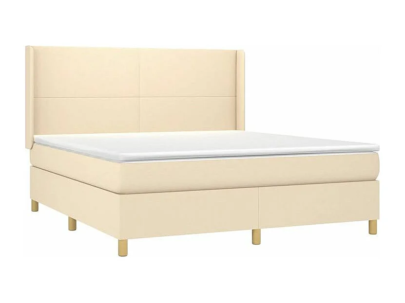 Sommier à lattes de lit matelas et LED Crème 180x200 Tissu