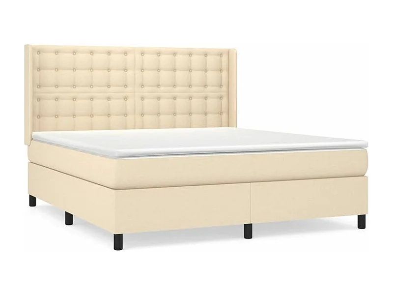 Sommier à lattes de lit avec matelas Crème 180x200 Tissu