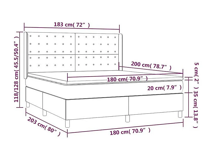 Sommier à lattes de lit avec matelas Crème 180x200 Tissu