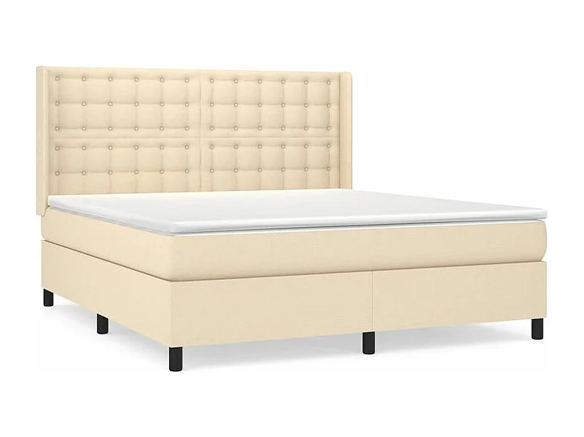 Sommier à lattes de lit avec matelas Crème 180x200 Tissu