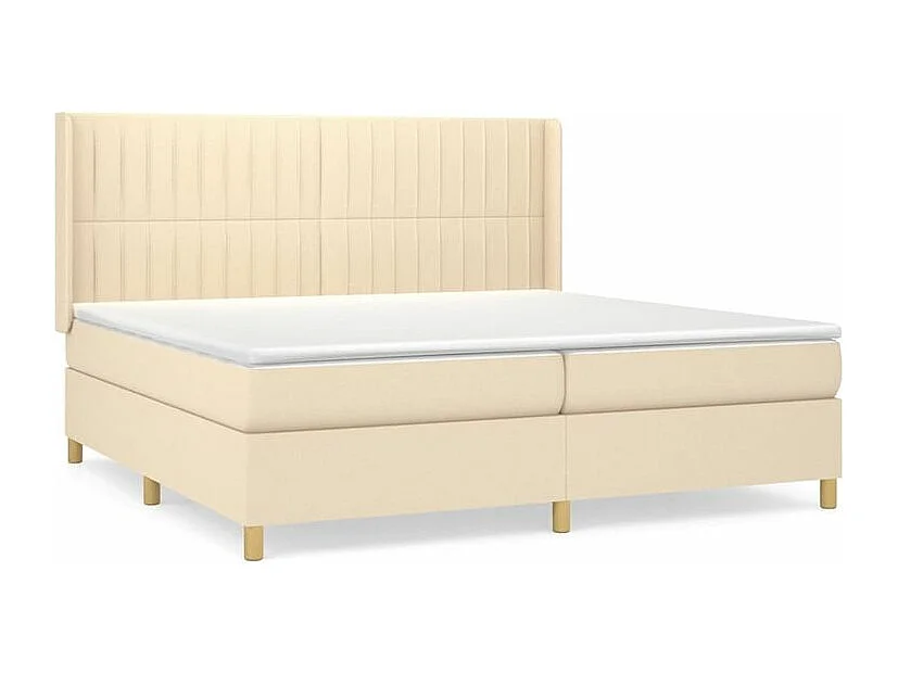 Sommier à lattes de lit avec matelas Crème 200x200 Tissu