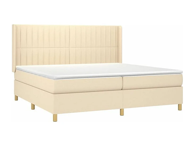 Sommier à lattes de lit avec matelas Crème 200x200 Tissu