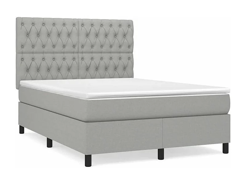 Sommier à lattes de lit avec matelas Gris clair 140x190 Tissu