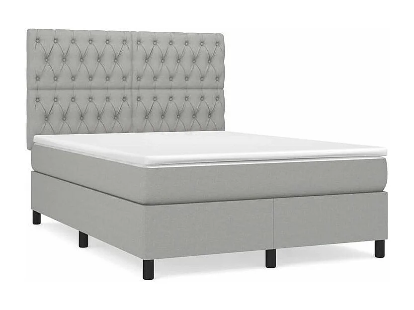 Sommier à lattes de lit avec matelas Gris clair 140x190 Tissu