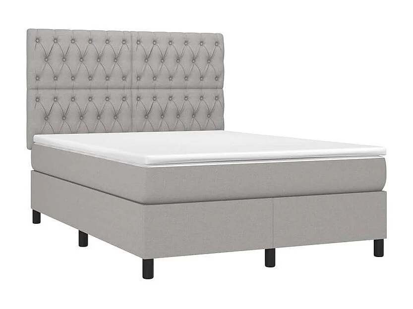 Sommier à lattes de lit avec matelas Gris clair 140x190 Tissu