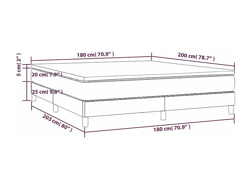 Sommier à lattes de lit avec matelas Noir 180x200 Tissu