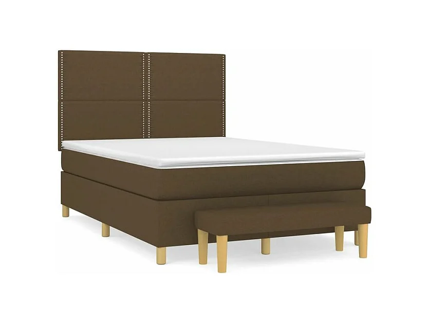 Sommier à lattes de lit avec matelas Marron foncé 140x200