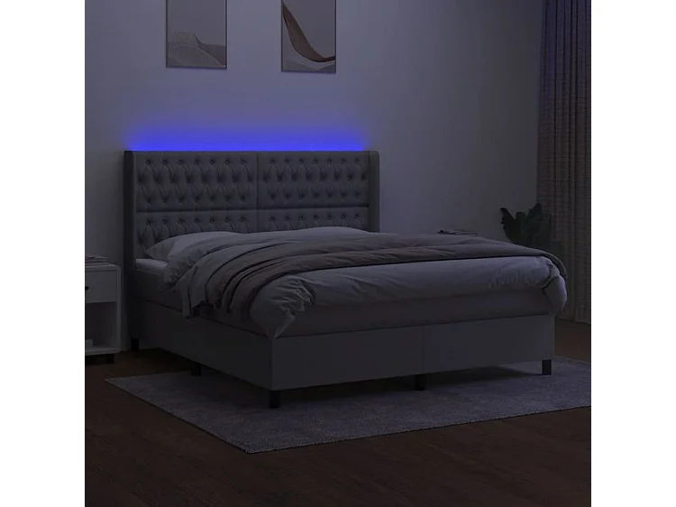 Sommier à lattes de lit matelas LED Gris clair 160x200 Tissu