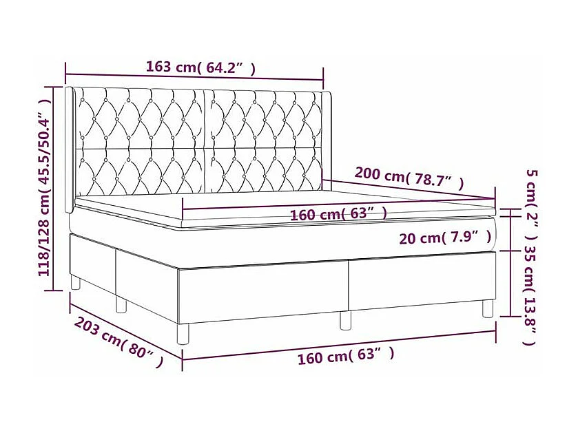Sommier à lattes de lit matelas LED Gris clair 160x200 Tissu