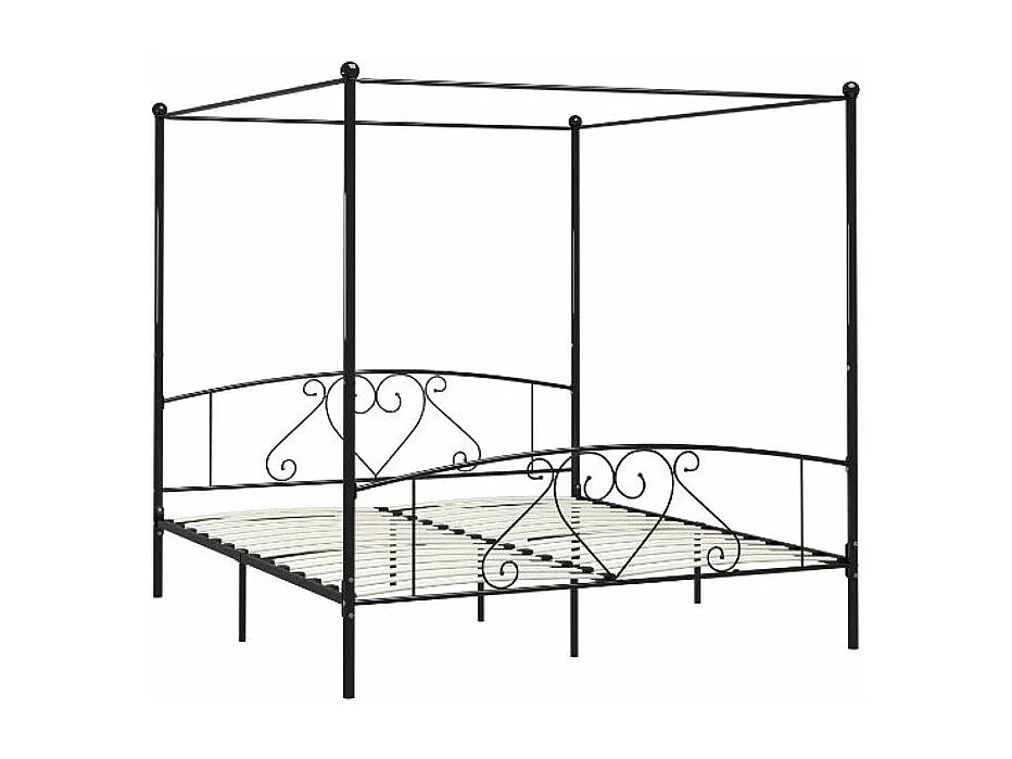 Lit à baldaquin métal noir Tommy 200x200