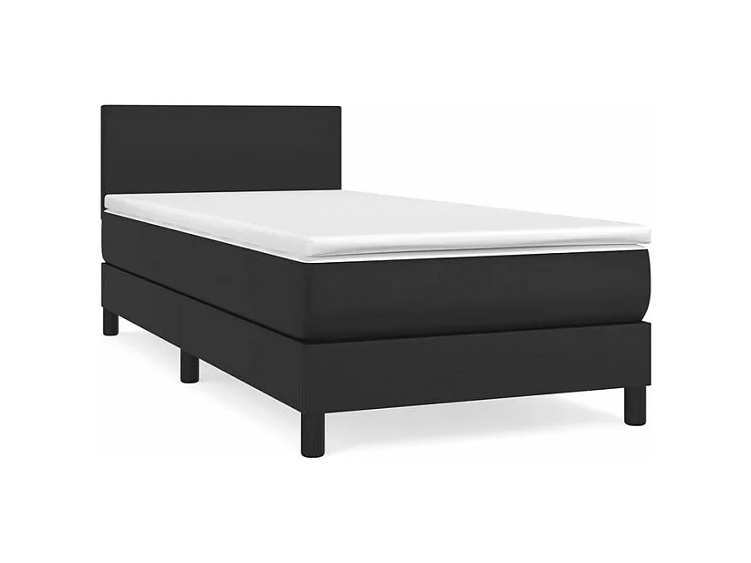 Sommier à lattes de lit avec matelas Noir 80x200 Similicuir