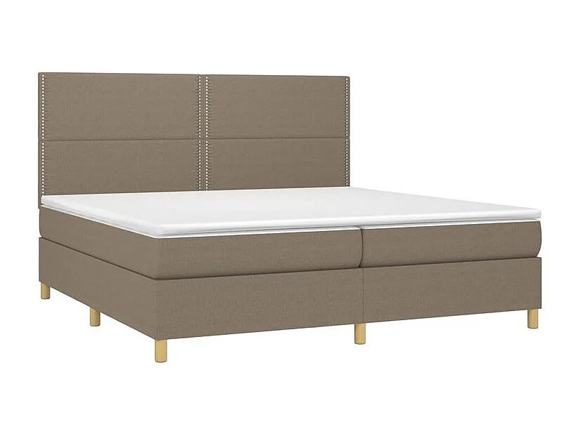 Sommier à lattes de lit et matelas et LED Taupe 200x200 Tissu