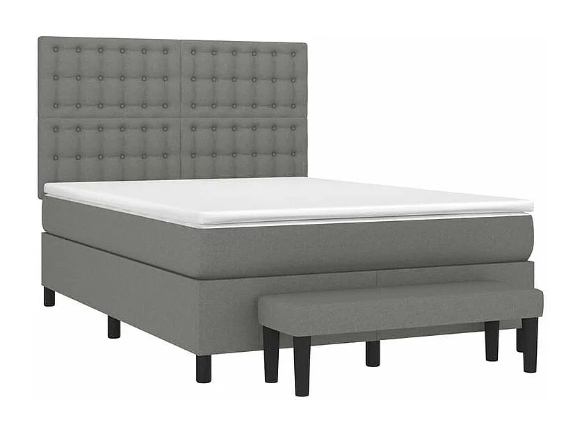 Sommier à lattes de lit avec matelas Gris foncé 140x190 Tissu