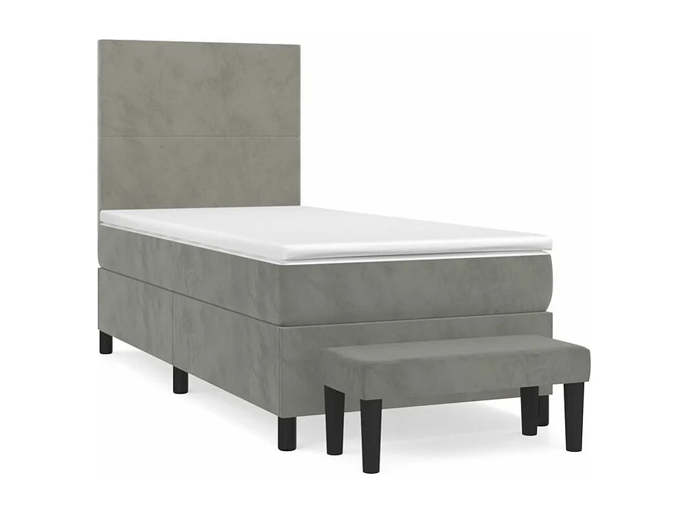 Sommier à lattes de lit et matelas Gris clair 80x200 Velours