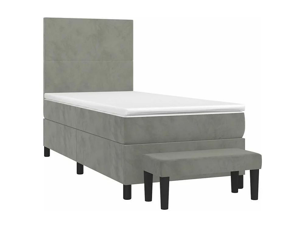 Sommier à lattes de lit et matelas Gris clair 80x200 Velours
