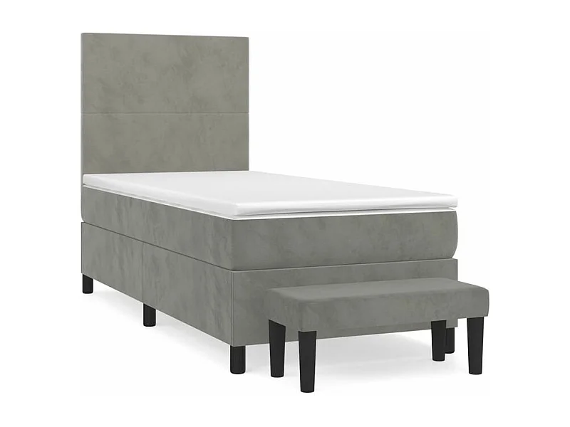 Sommier à lattes de lit et matelas Gris clair 80x200 Velours