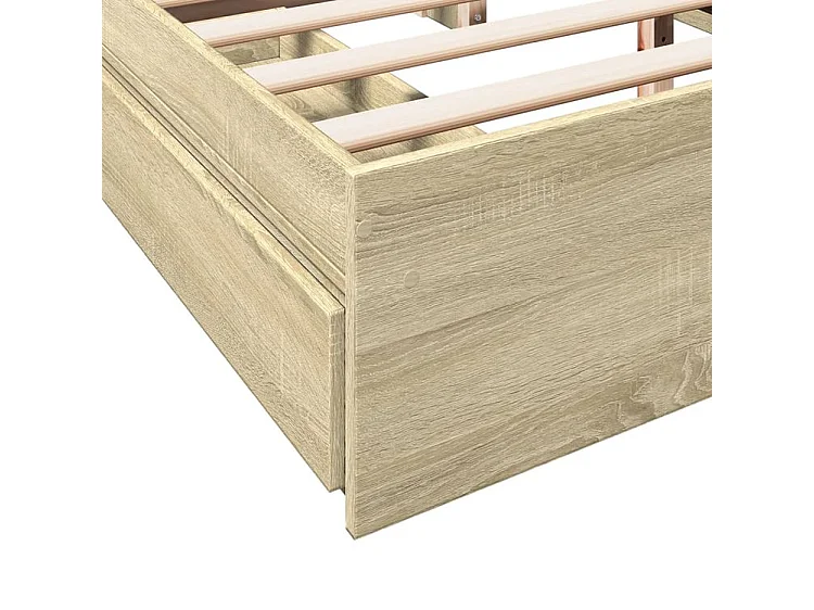 Cadre de lit à tiroirs chêne sonoma 160x200 bois d'ingénierie
