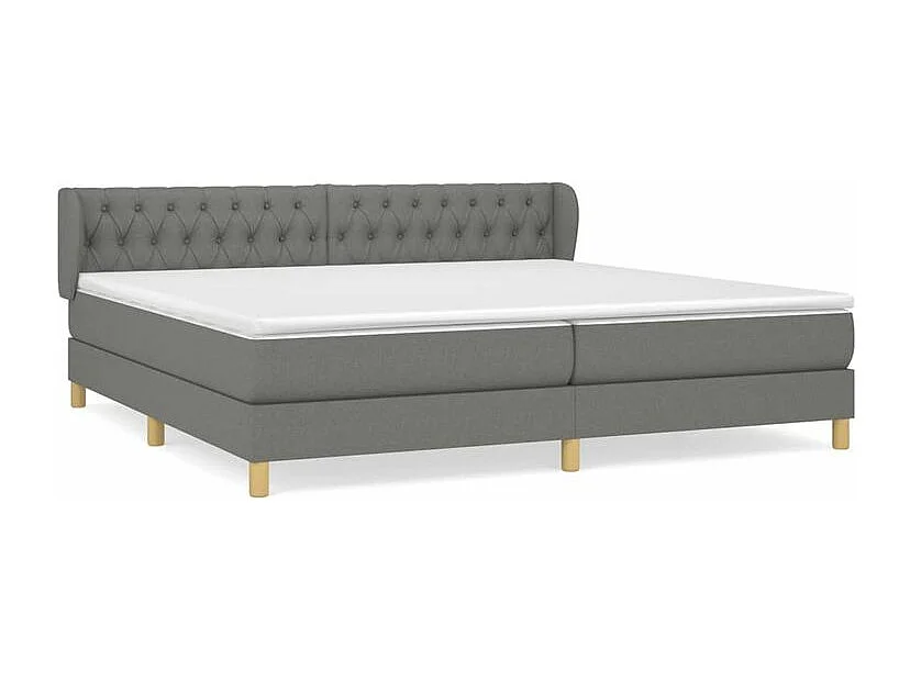 Sommier à lattes de lit avec matelas Gris foncé 200x200 Tissu