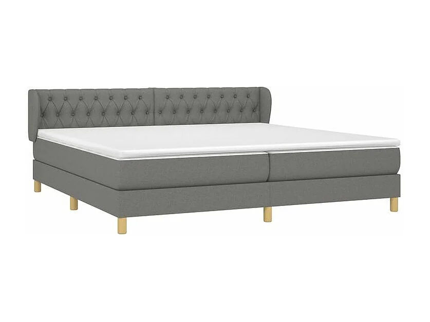 Sommier à lattes de lit avec matelas Gris foncé 200x200 Tissu