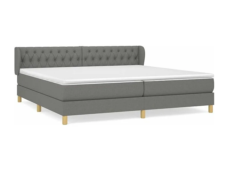 Sommier à lattes de lit avec matelas Gris foncé 200x200 Tissu