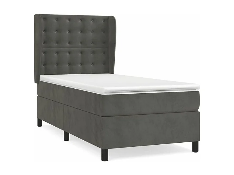 Sommier à lattes de lit et matelas Gris foncé 90x200 Velours