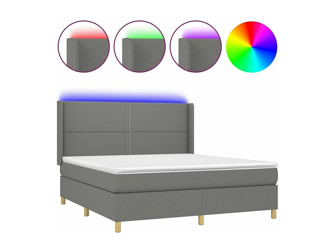 Sommier à lattes de lit matelas LED Gris foncé 160x200 Tissu