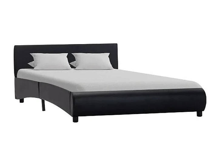 Lit adulte simili cuir noir Findra 140x200