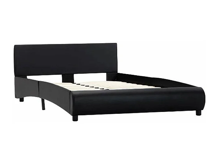 Lit adulte simili cuir noir Findra 140x200