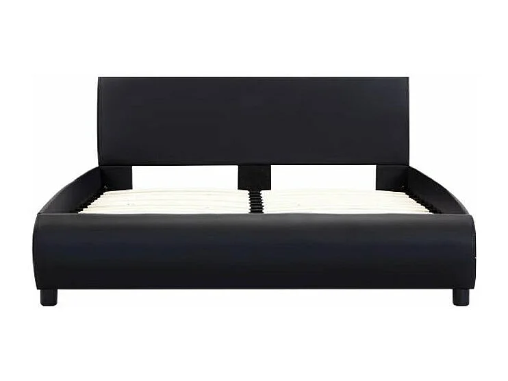 Lit adulte simili cuir noir Findra 140x200