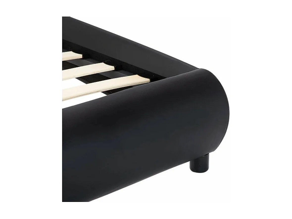 Lit adulte simili cuir noir Findra 140x200