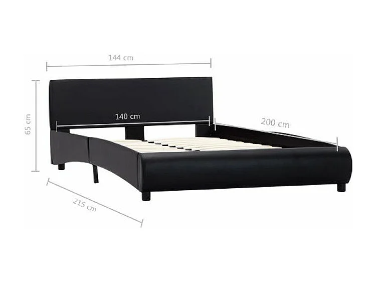 Lit adulte simili cuir noir Findra 140x200