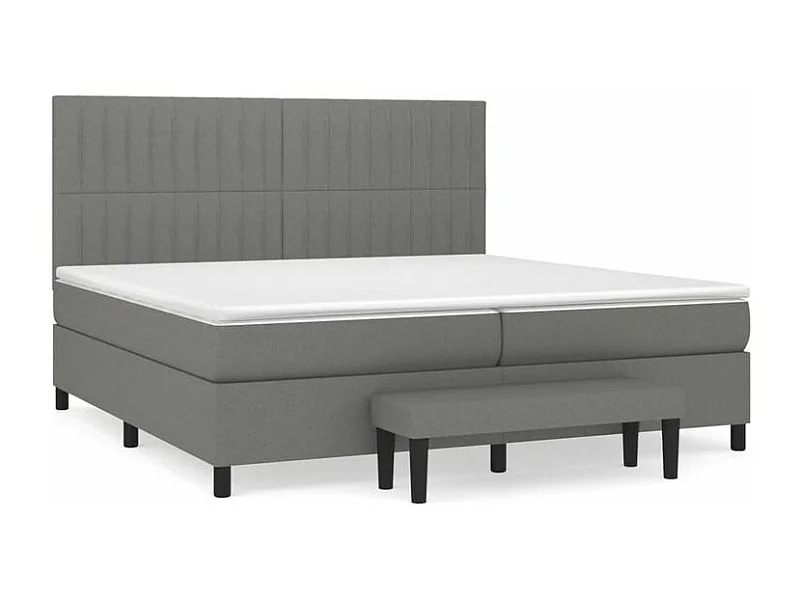 Sommier à lattes de lit avec matelas Gris foncé 200x200 Tissu