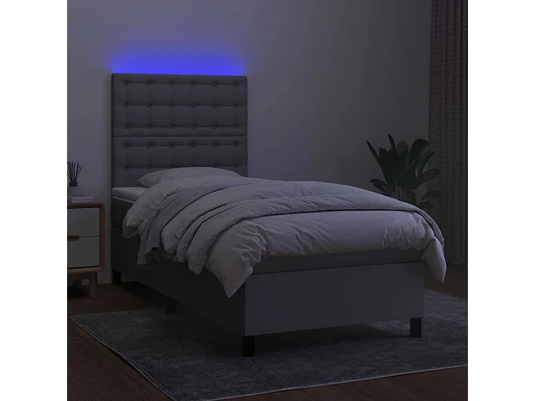 Sommier à lattes de lit avec matelas et LED Gris clair 80x200