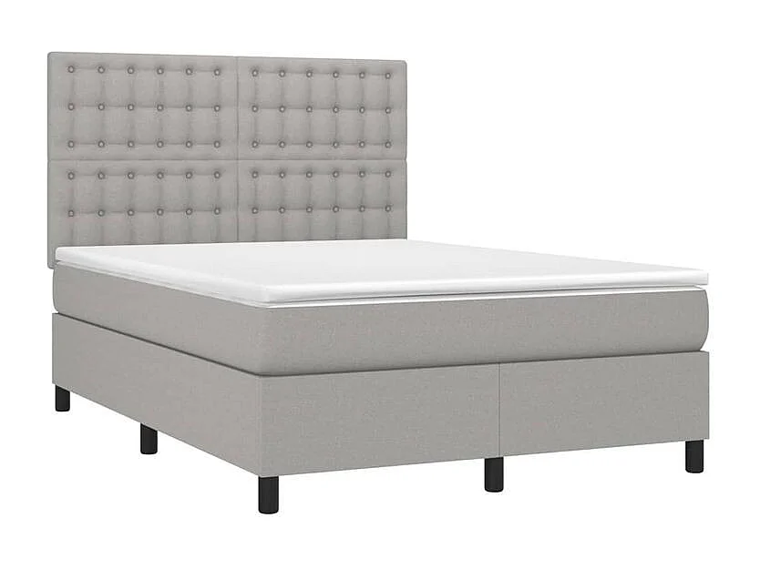Sommier à lattes de lit avec matelas Gris clair 140x200 Tissu