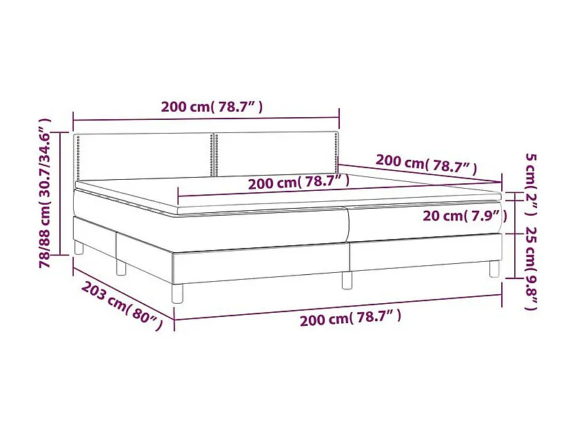 Sommier à lattes de lit avec matelas Gris clair 200x200 Tissu