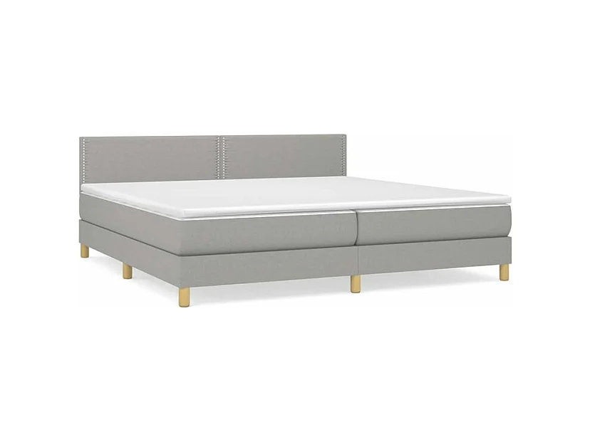 Sommier à lattes de lit avec matelas Gris clair 200x200 Tissu
