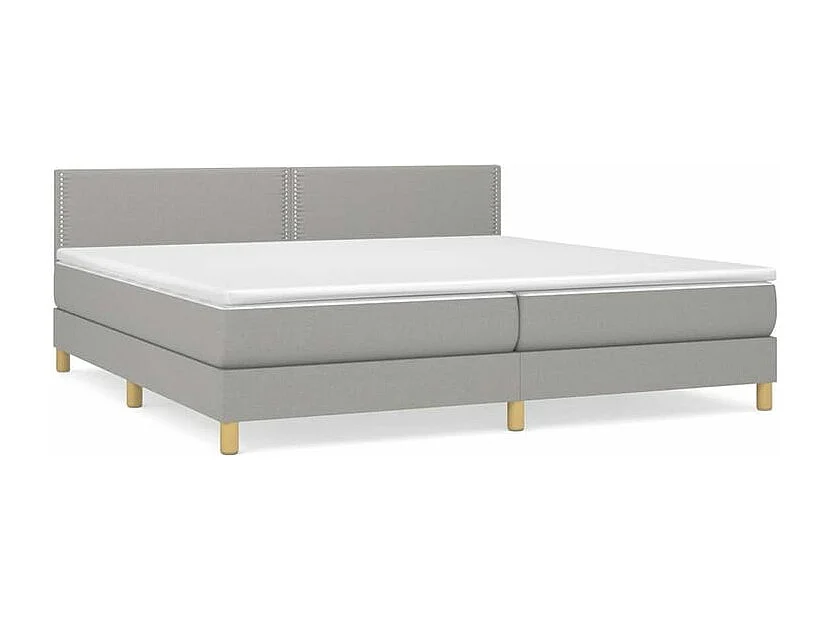 Sommier à lattes de lit avec matelas Gris clair 200x200 Tissu