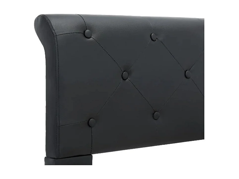 Lit adulte simili cuir noir et pieds métal noir Meyza 100x200