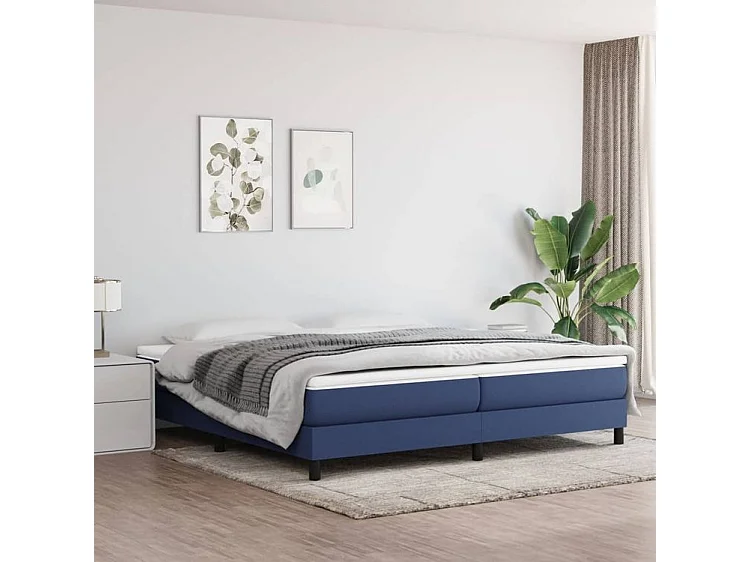 Sommier à lattes de lit avec matelas Bleu 200x200 Tissu