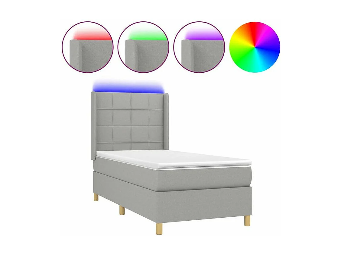 Sommier à lattes de lit matelas LED Gris clair 100x200 Tissu