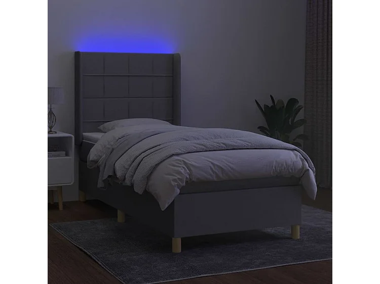 Sommier à lattes de lit matelas LED Gris clair 100x200 Tissu