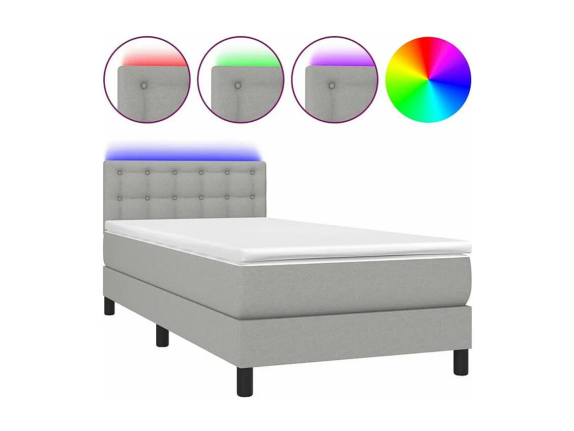 Sommier à lattes de lit avec matelas et LED Gris clair 80x200