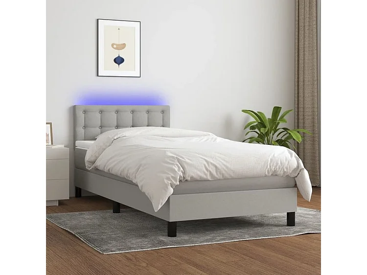 Sommier à lattes de lit avec matelas et LED Gris clair 80x200