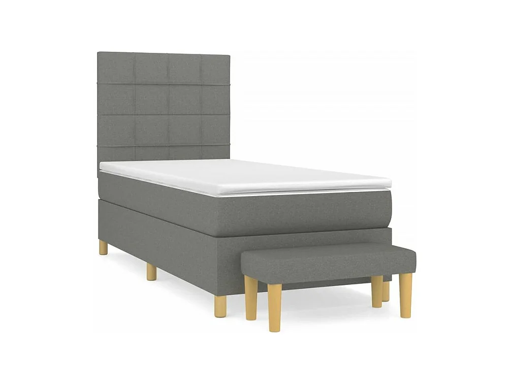 Sommier à lattes de lit avec matelas Gris foncé 90x200 Tissu
