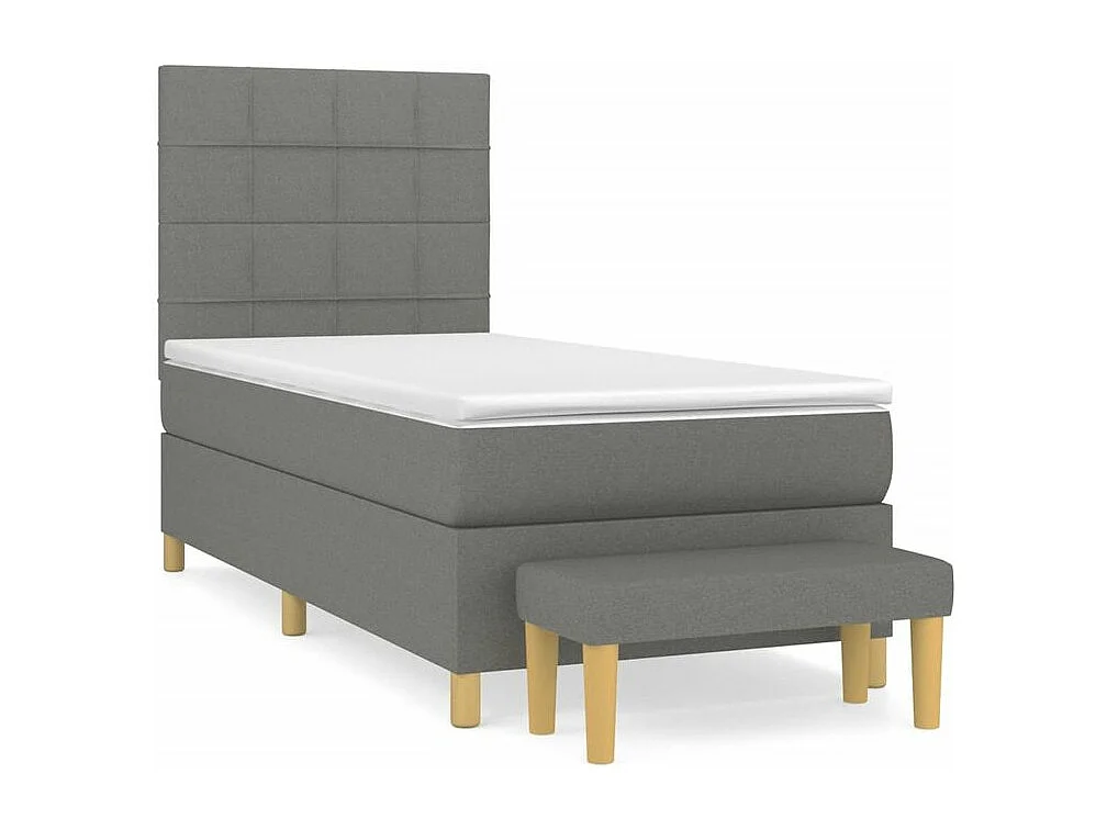 Sommier à lattes de lit avec matelas Gris foncé 90x200 Tissu