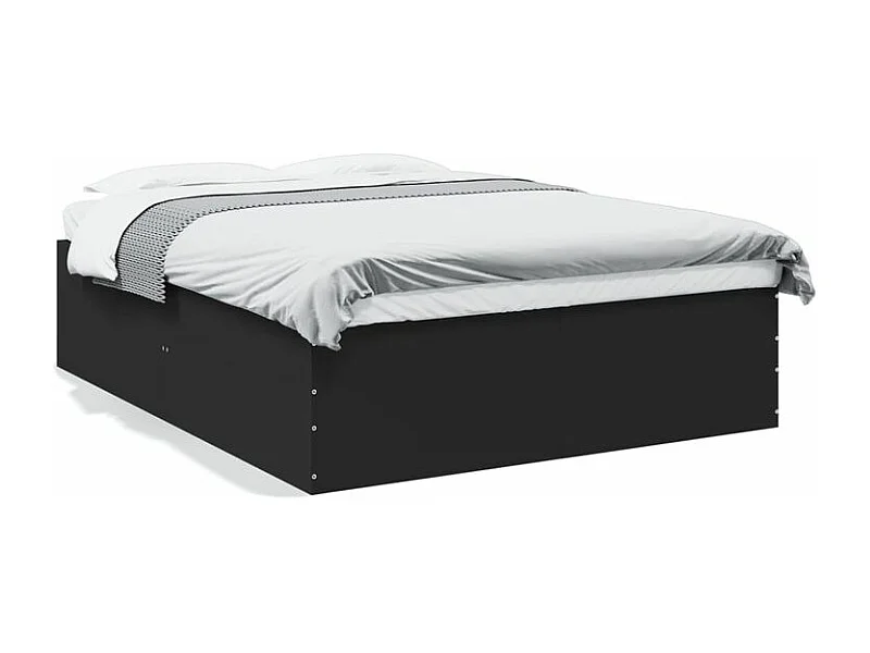 Cadre de lit noir 150x200 bois d'ingénierie