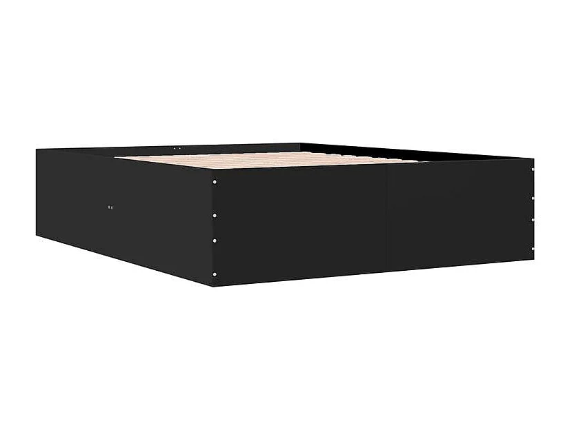 Cadre de lit noir 150x200 bois d'ingénierie