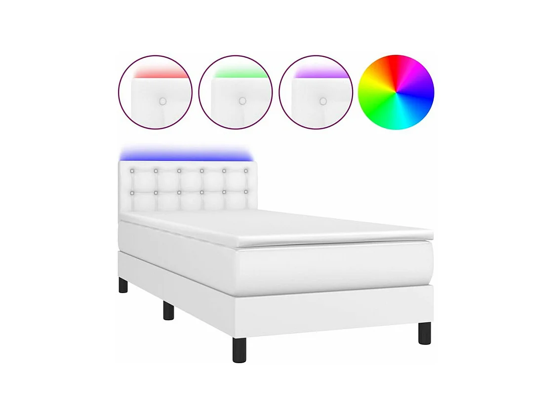 Sommier à lattes de lit avec matelas et LED Blanc 90x200